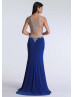 Beaded Chiffon Sheer Back Long Sexy Prom Dress